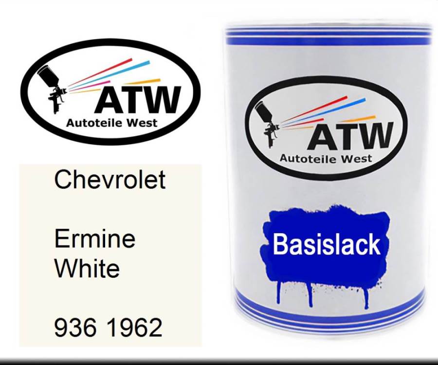 Chevrolet, Ermine White, 936 1962: 500ml Lackdose, von ATW Autoteile West.